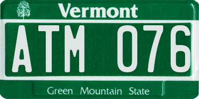 VT license plate ATM076