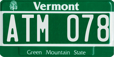 VT license plate ATM078