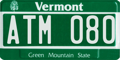 VT license plate ATM080