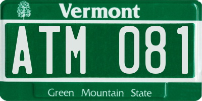 VT license plate ATM081