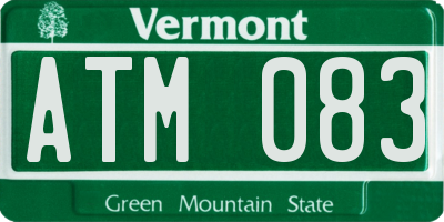 VT license plate ATM083