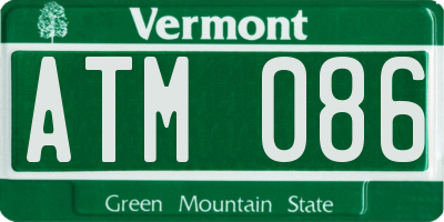 VT license plate ATM086