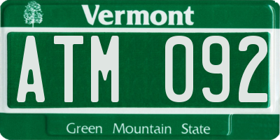 VT license plate ATM092