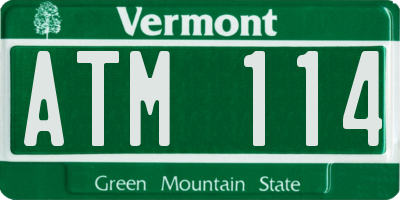 VT license plate ATM114