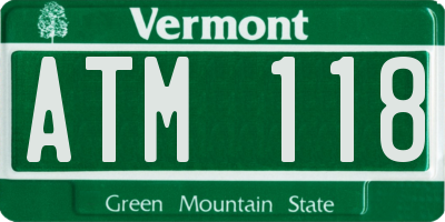 VT license plate ATM118