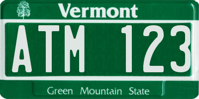 VT license plate ATM123
