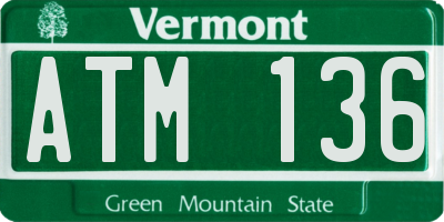 VT license plate ATM136