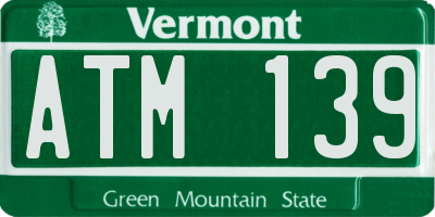 VT license plate ATM139