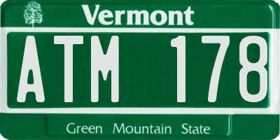 VT license plate ATM178