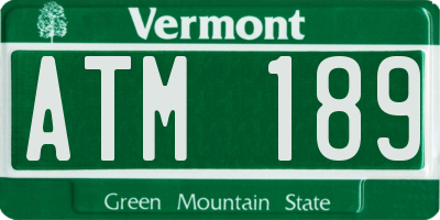 VT license plate ATM189