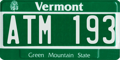 VT license plate ATM193