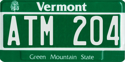 VT license plate ATM204