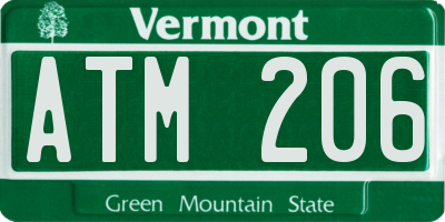 VT license plate ATM206