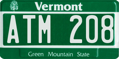 VT license plate ATM208