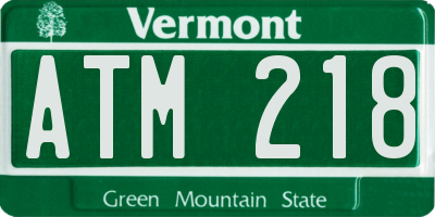 VT license plate ATM218