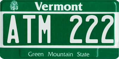 VT license plate ATM222