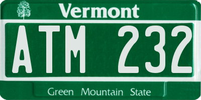 VT license plate ATM232