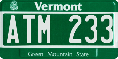 VT license plate ATM233