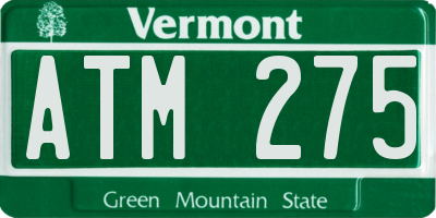 VT license plate ATM275