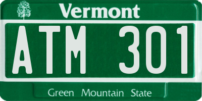 VT license plate ATM301