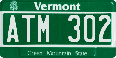 VT license plate ATM302