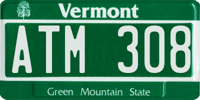 VT license plate ATM308