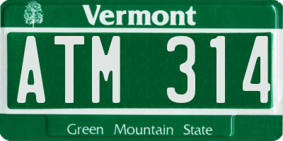 VT license plate ATM314