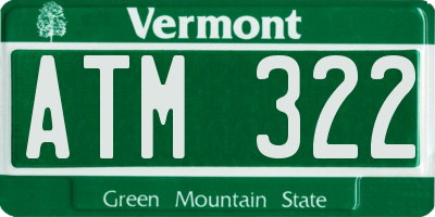 VT license plate ATM322