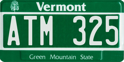 VT license plate ATM325