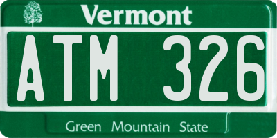 VT license plate ATM326