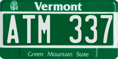 VT license plate ATM337