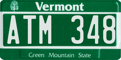 VT license plate ATM348