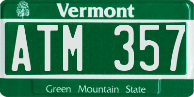 VT license plate ATM357