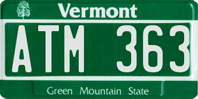 VT license plate ATM363