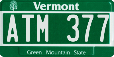 VT license plate ATM377