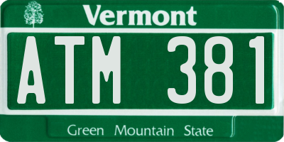 VT license plate ATM381