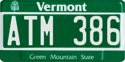 VT license plate ATM386