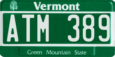 VT license plate ATM389