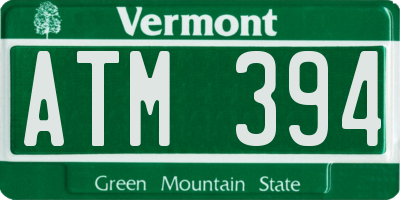 VT license plate ATM394