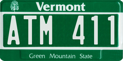 VT license plate ATM411