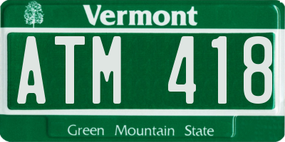VT license plate ATM418