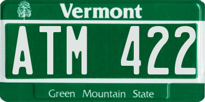 VT license plate ATM422
