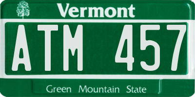 VT license plate ATM457