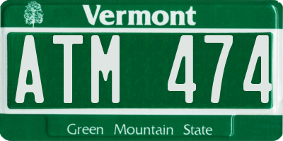 VT license plate ATM474