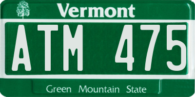VT license plate ATM475