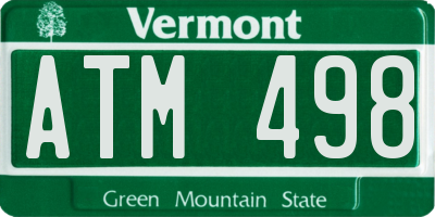 VT license plate ATM498
