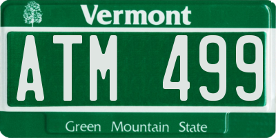 VT license plate ATM499