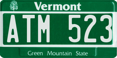 VT license plate ATM523