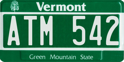 VT license plate ATM542