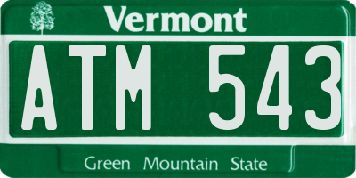 VT license plate ATM543